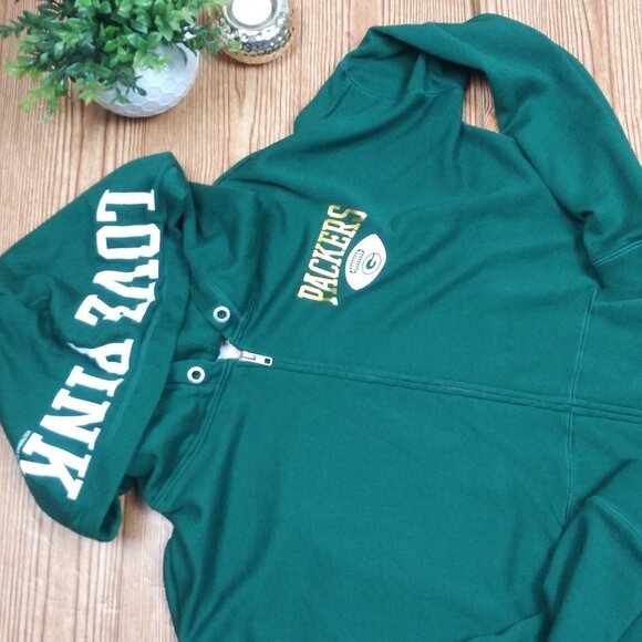 PINK VICTORIA'S SECRET PACKERS green full zip hoodie sweatshirts size S - Picture 11 of 11